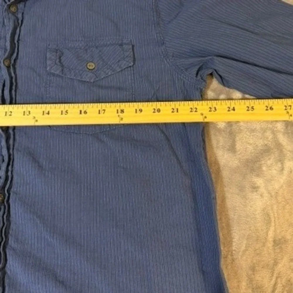 The North Face Mens Blue Seersucker Striped Long Sleeve Button Down Shirt XLAP6V